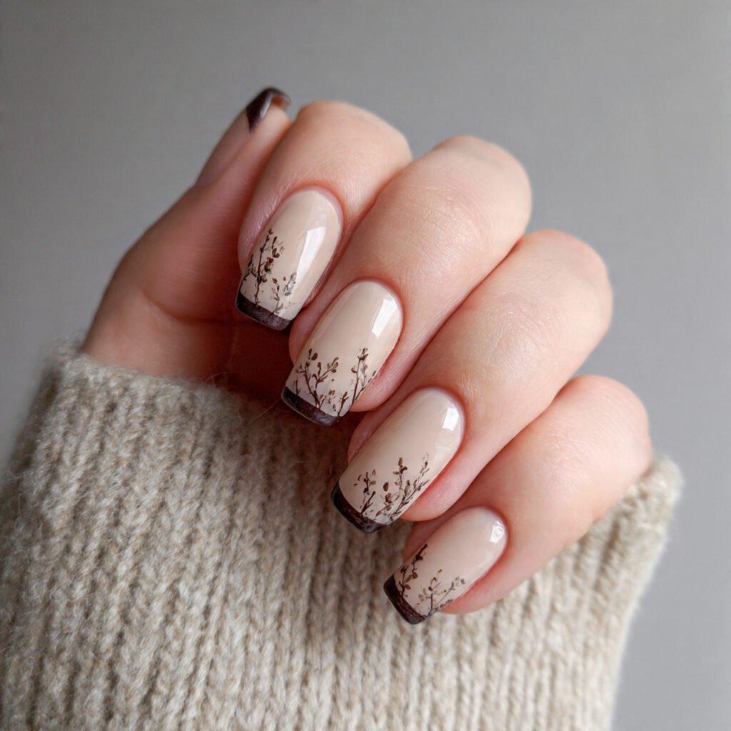 beige french with espresso tips neutral but bold n