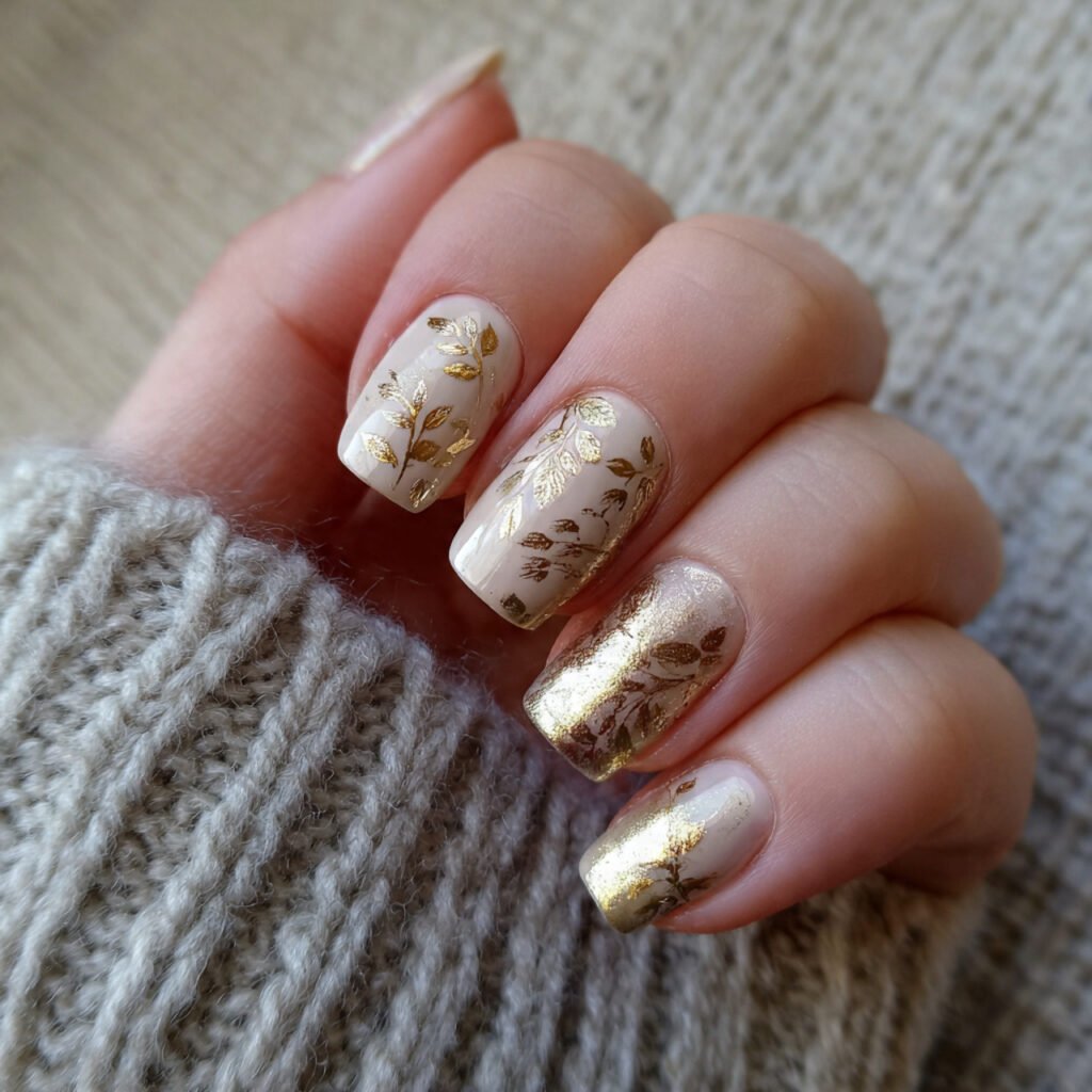 beige gold foil accents quiet luxury energy nature