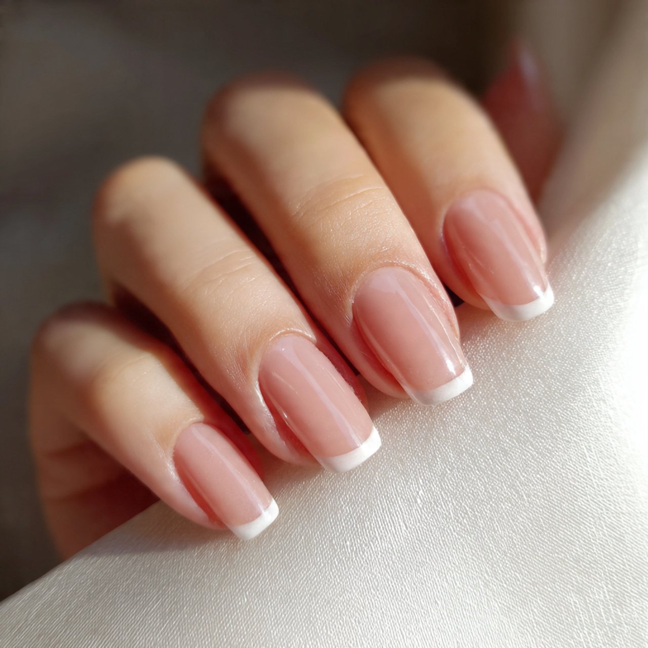 beige micro french barely there tip attractive nai