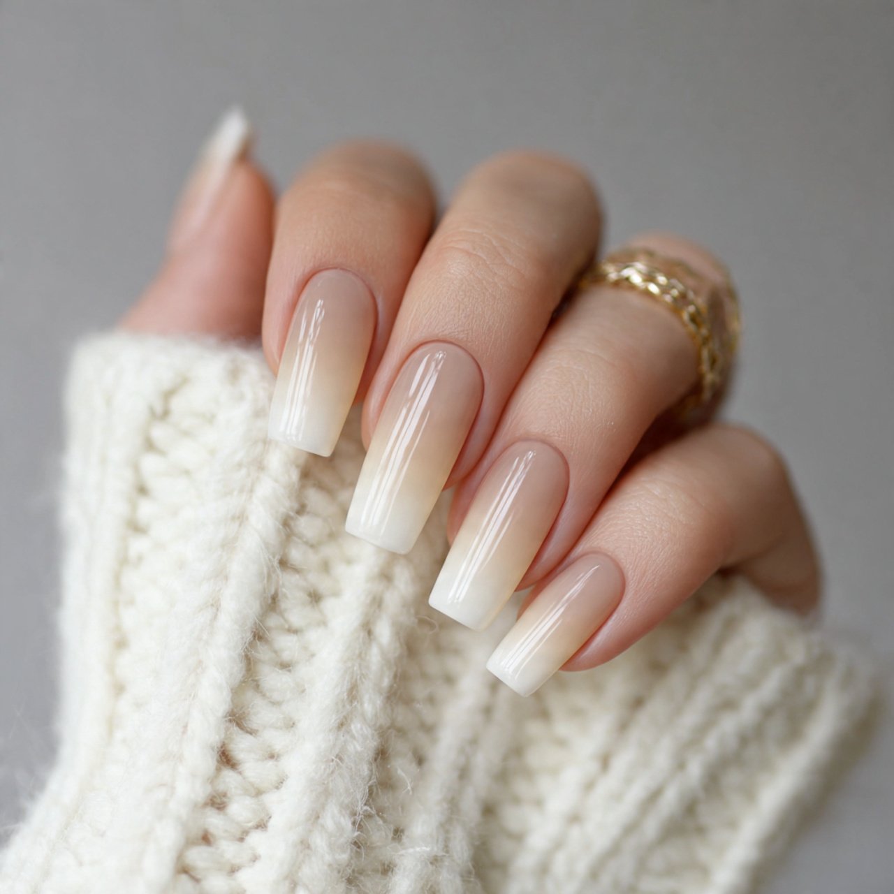beige ombre soft fade attractive nails