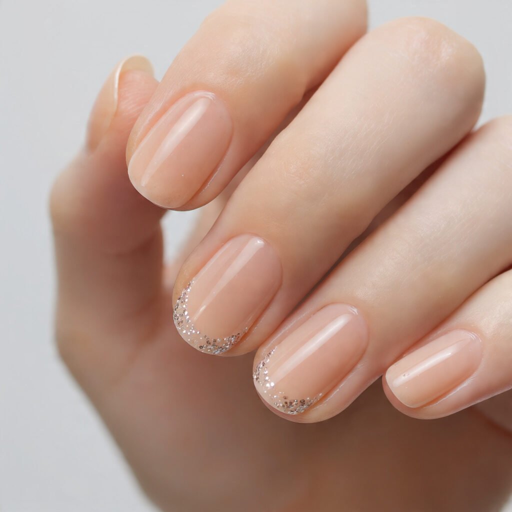 beige with cuticle halo glitter subtle sparkle eas