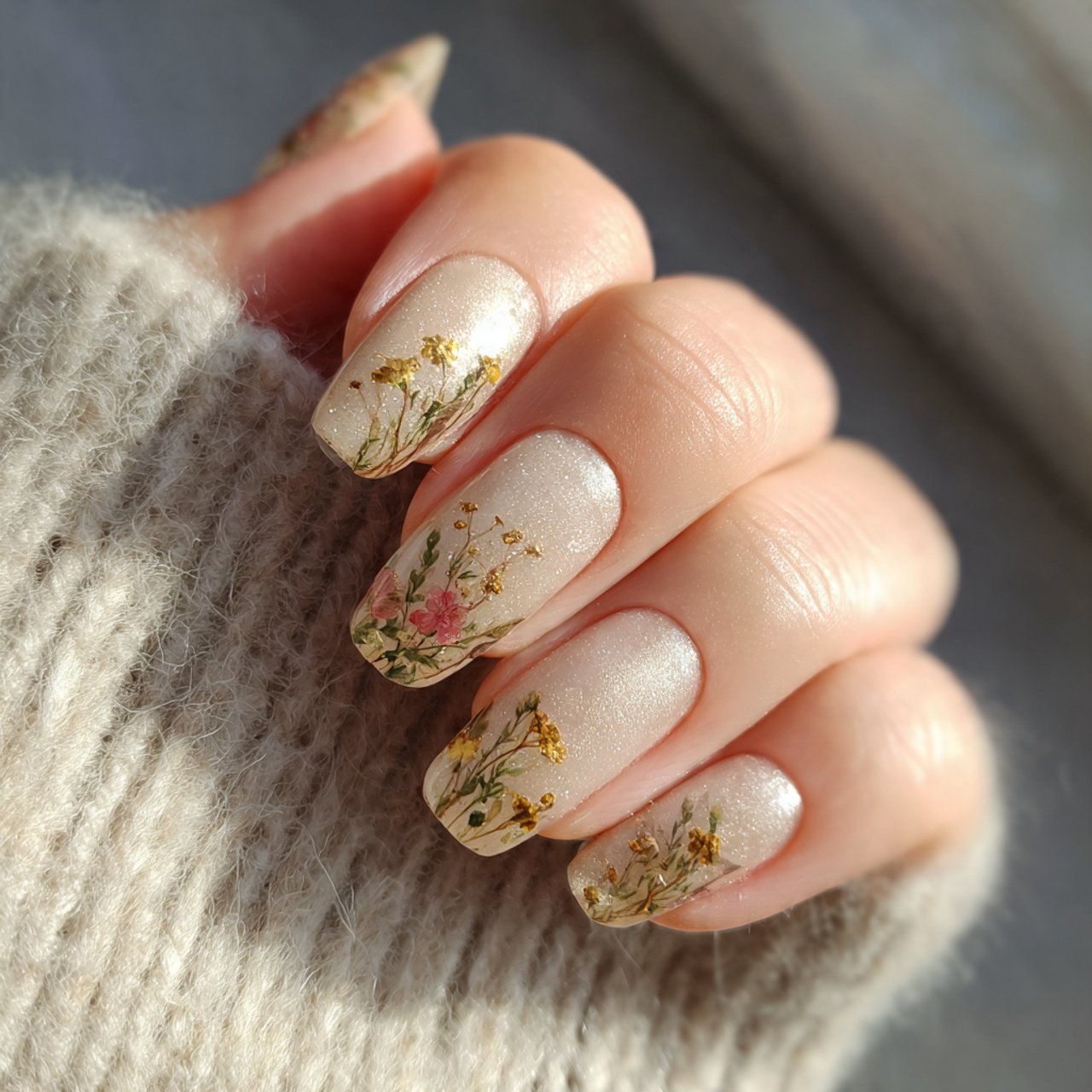 beige with pressed flower look delicate romantic n