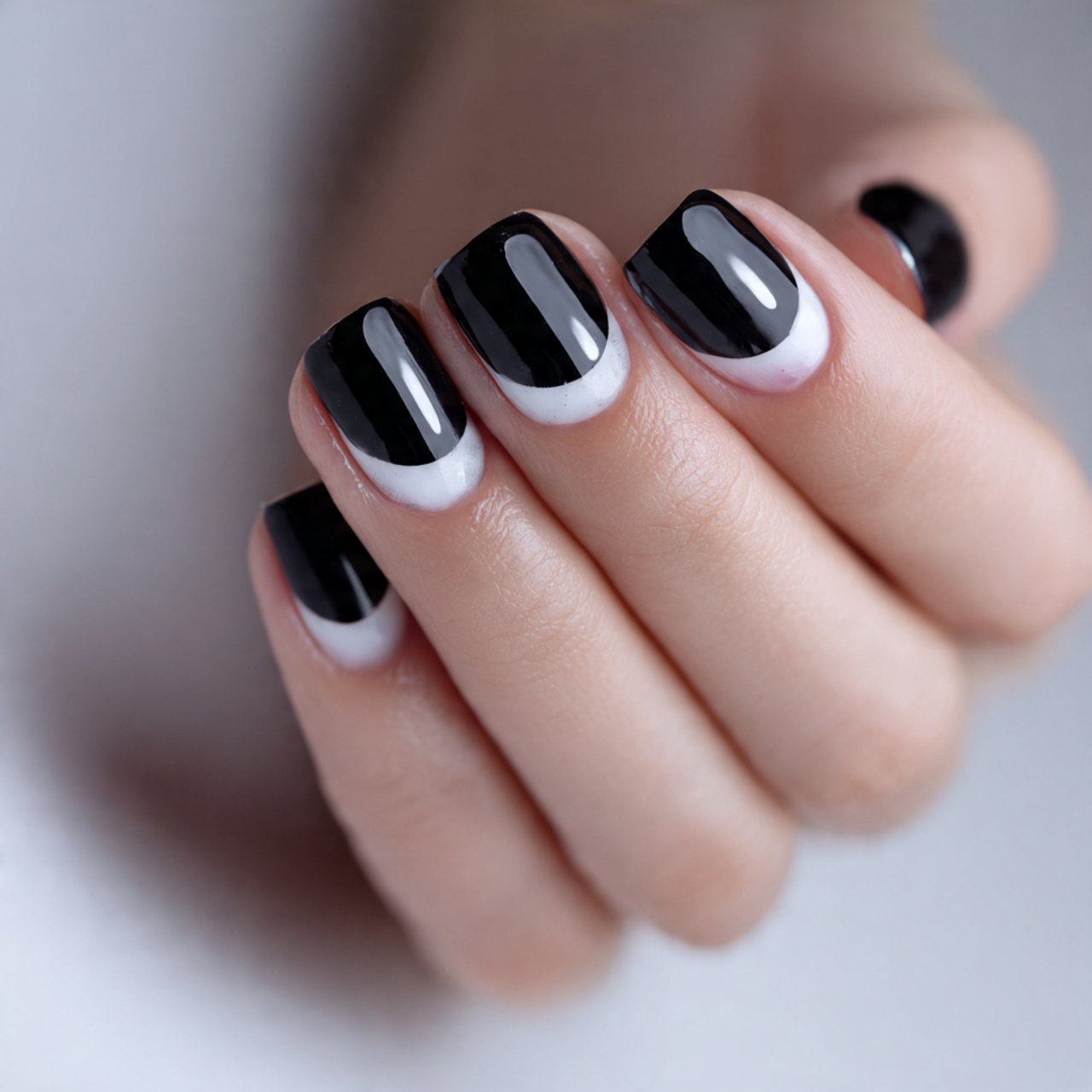 black and white half moons attractive nails