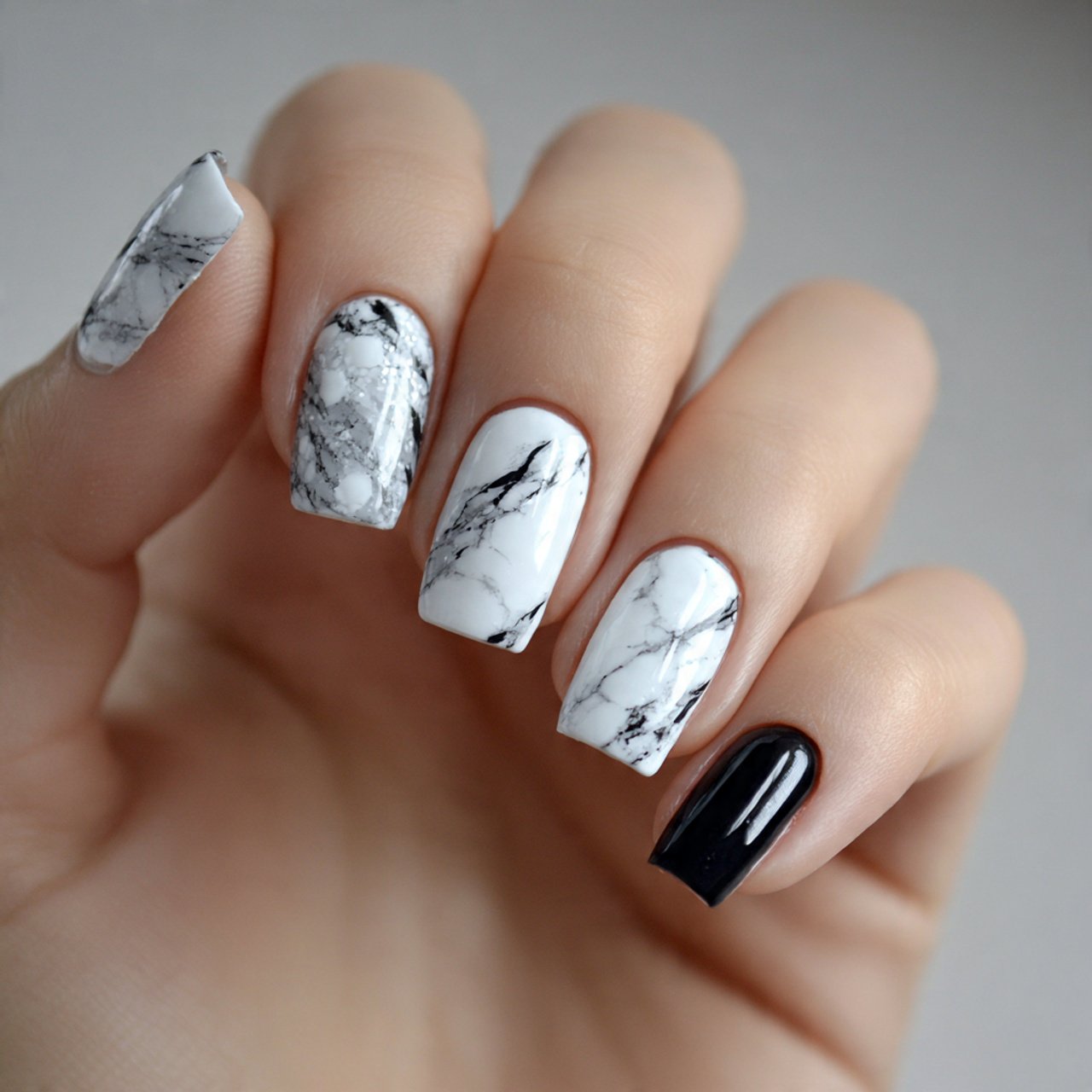 black and white marble nails attractive nails