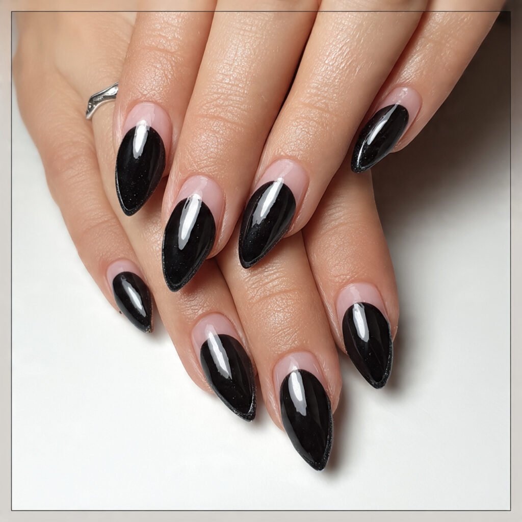 black micro french on a base attractive nails
