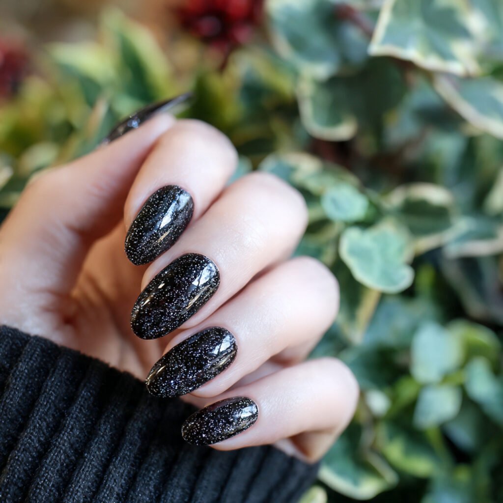 black micro glitter overlay subtle sparkle not loud