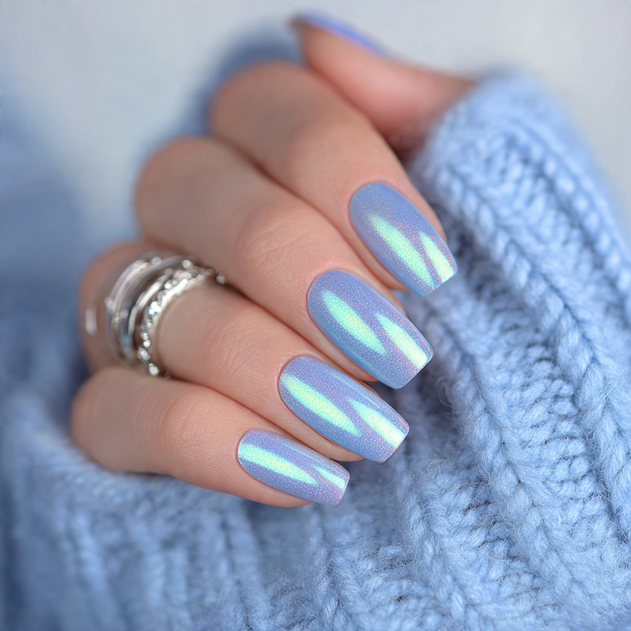 blue aura nails soft halo effect attractive nails 1