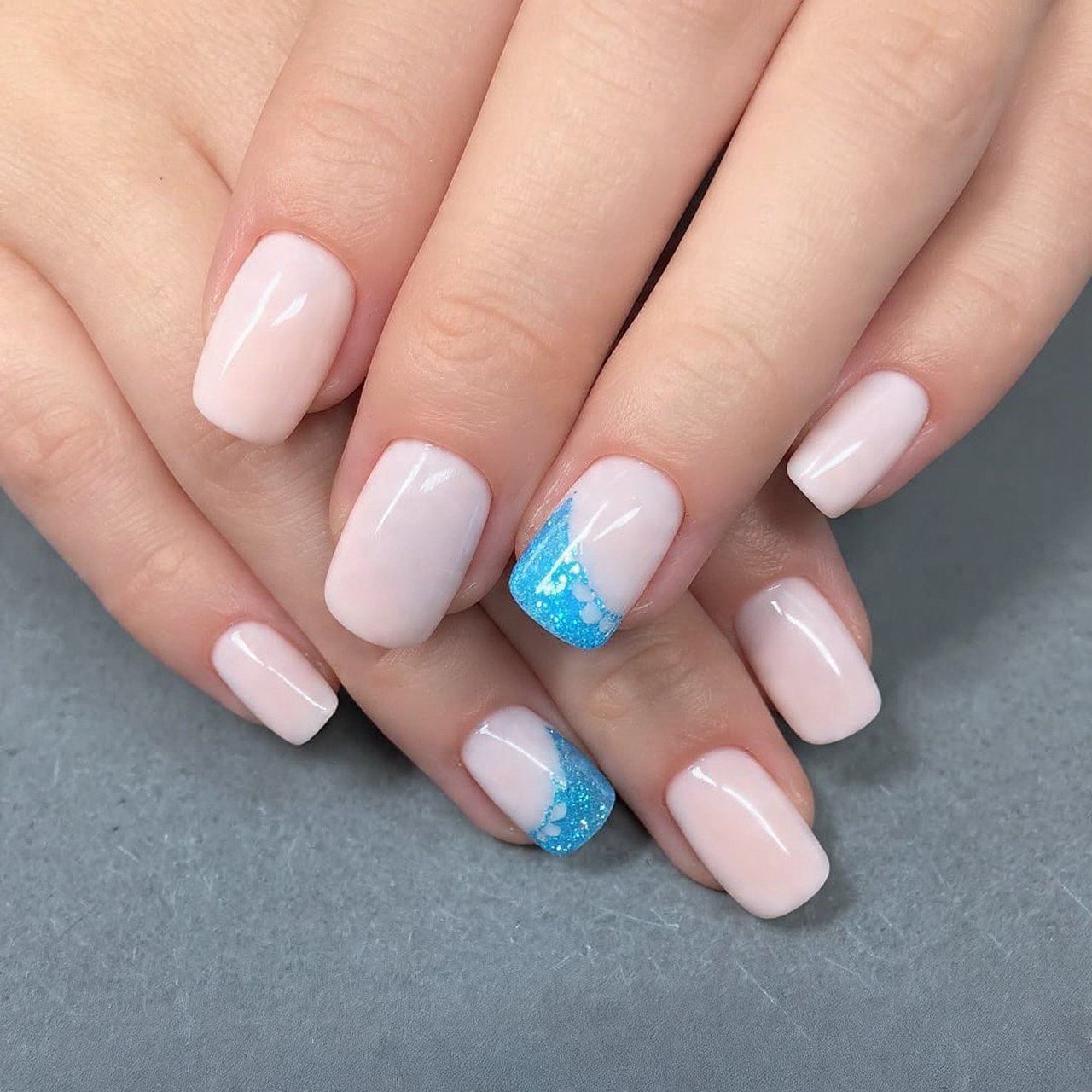 blue glitter mermaid sand accent attractive nails