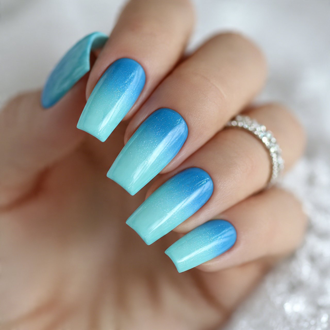 blue ombre fade aqua attractive nails