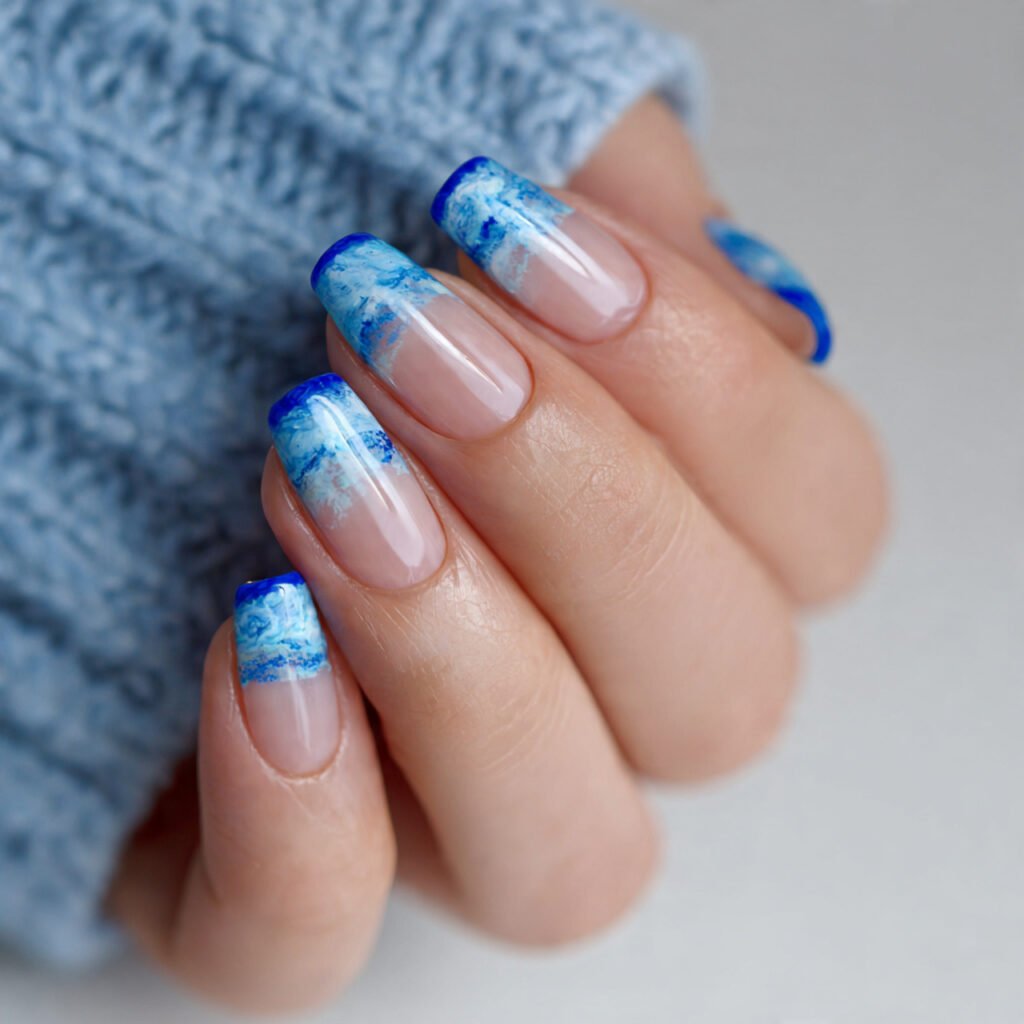 blue french tips crisp modern less commitment