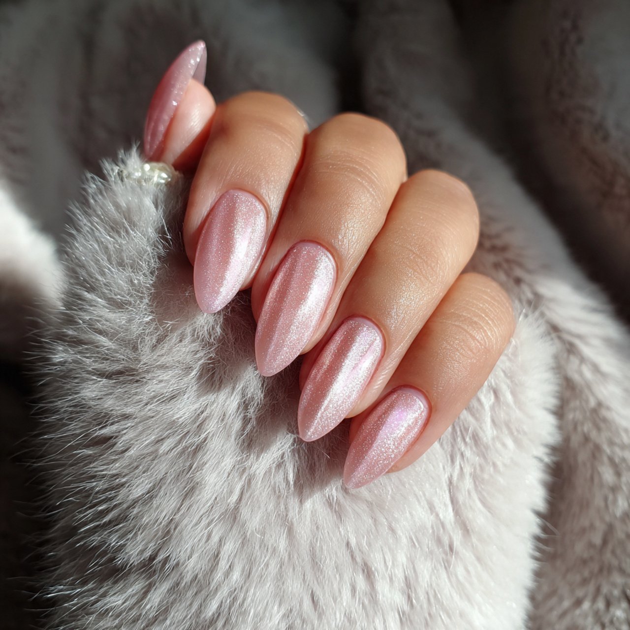blush pink cat eye nails 1
