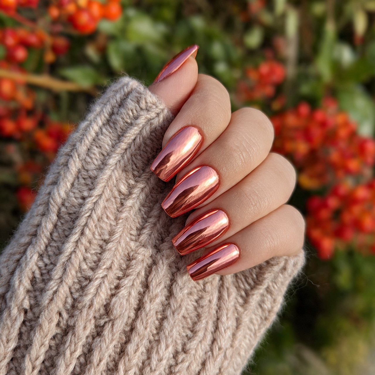 blush pumpkin chrome nails attractive nails