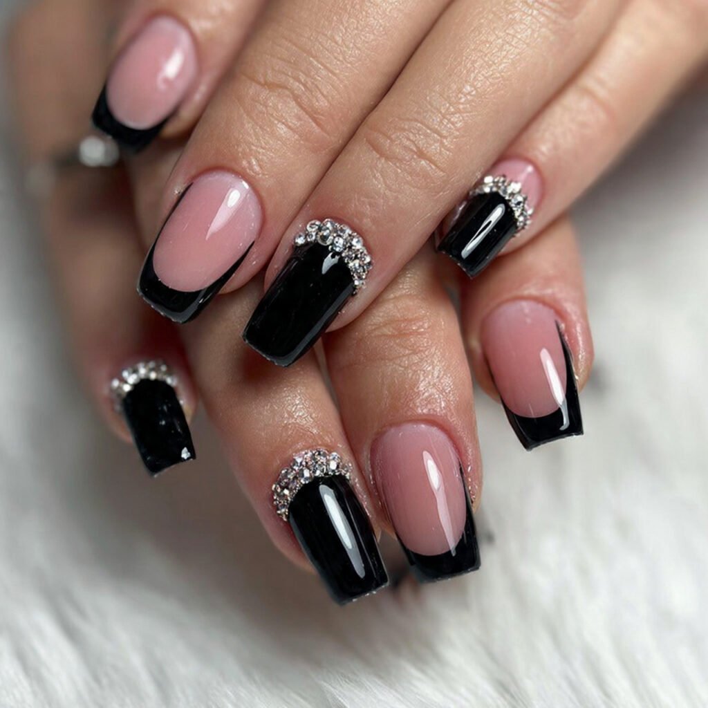 bold black tips attractive nails