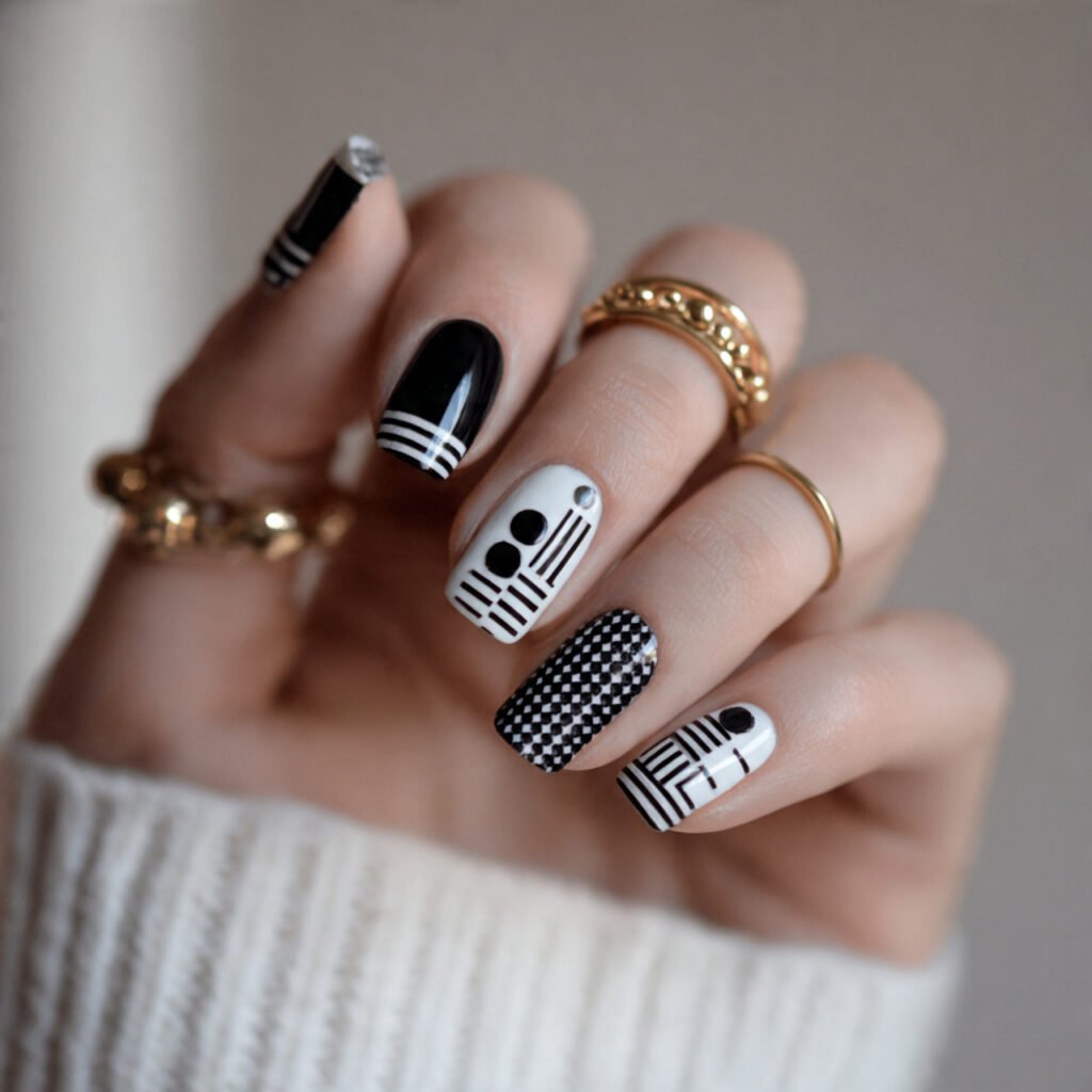 bold black white geometric art attractive