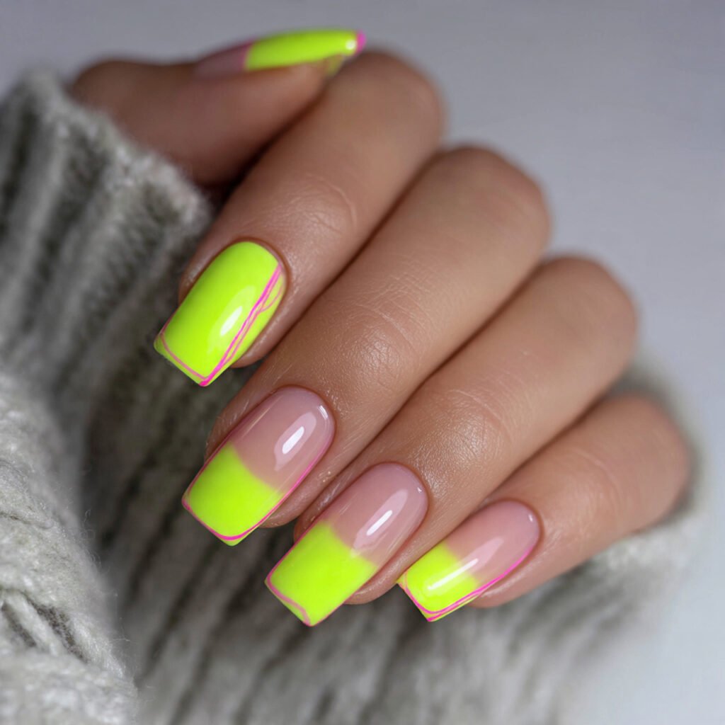bright neon pop with minimal accents attractive na