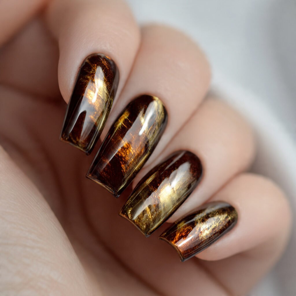 brown glazed chrome soft mirror shine nature