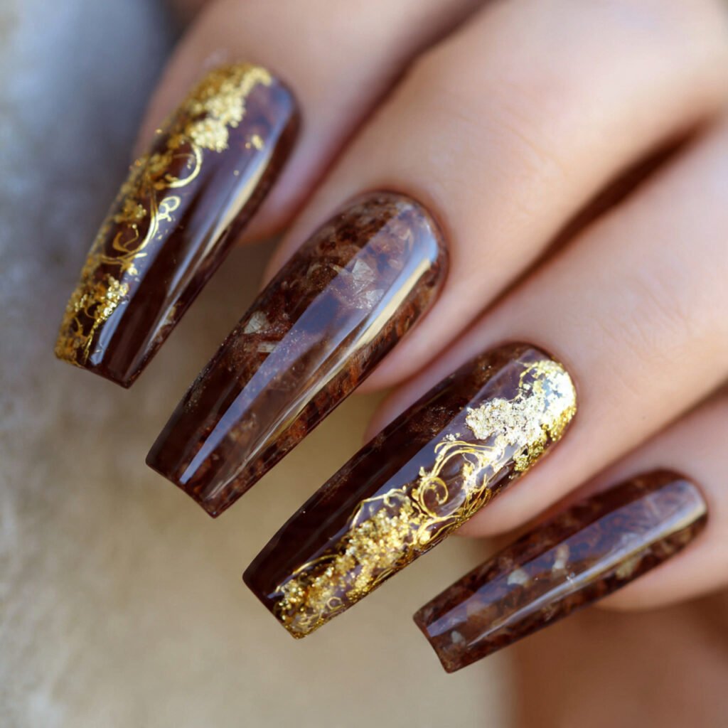 brown gold foil accents warm luxury
