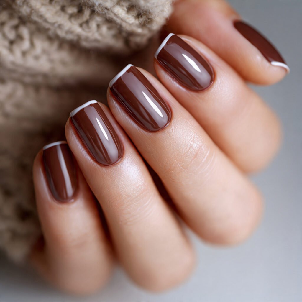 brown micro french minimal tip maximum polish attractive