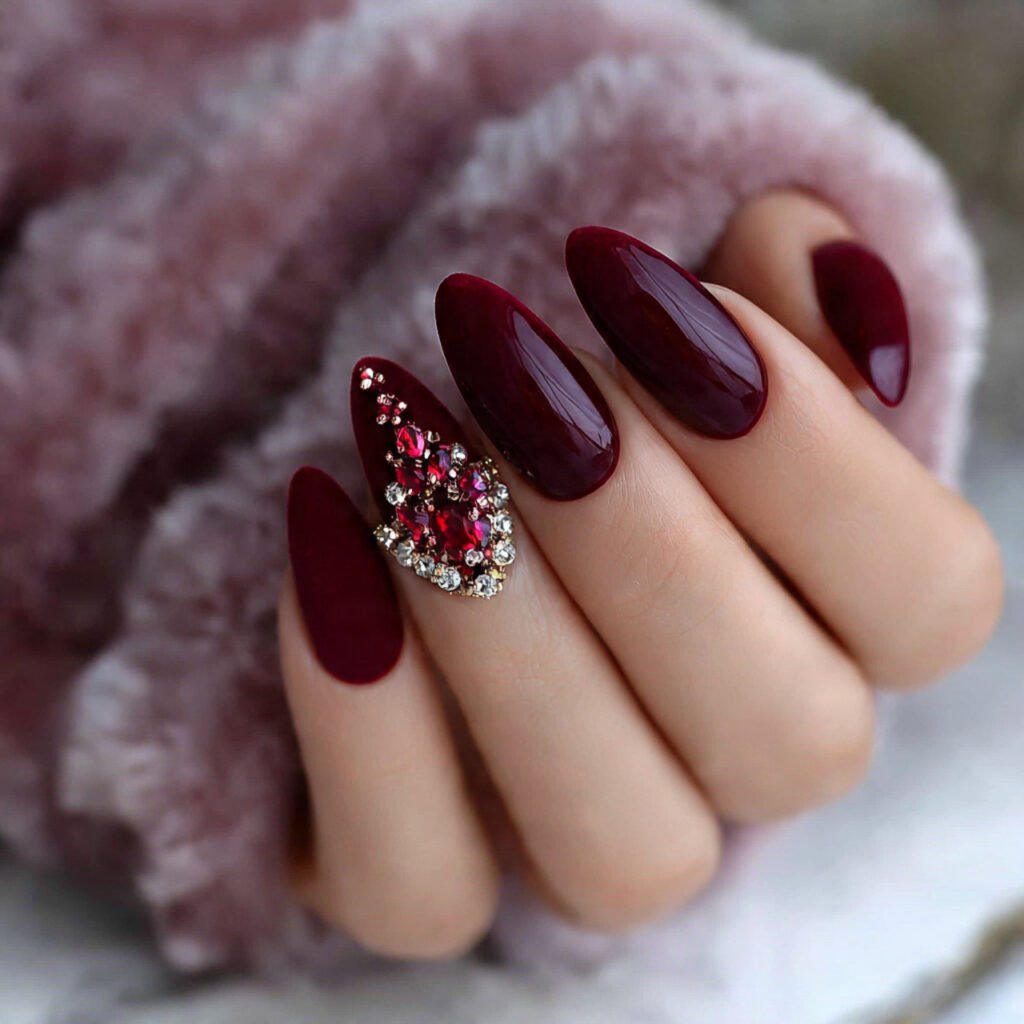 burgundy velvet nails attrctive nails