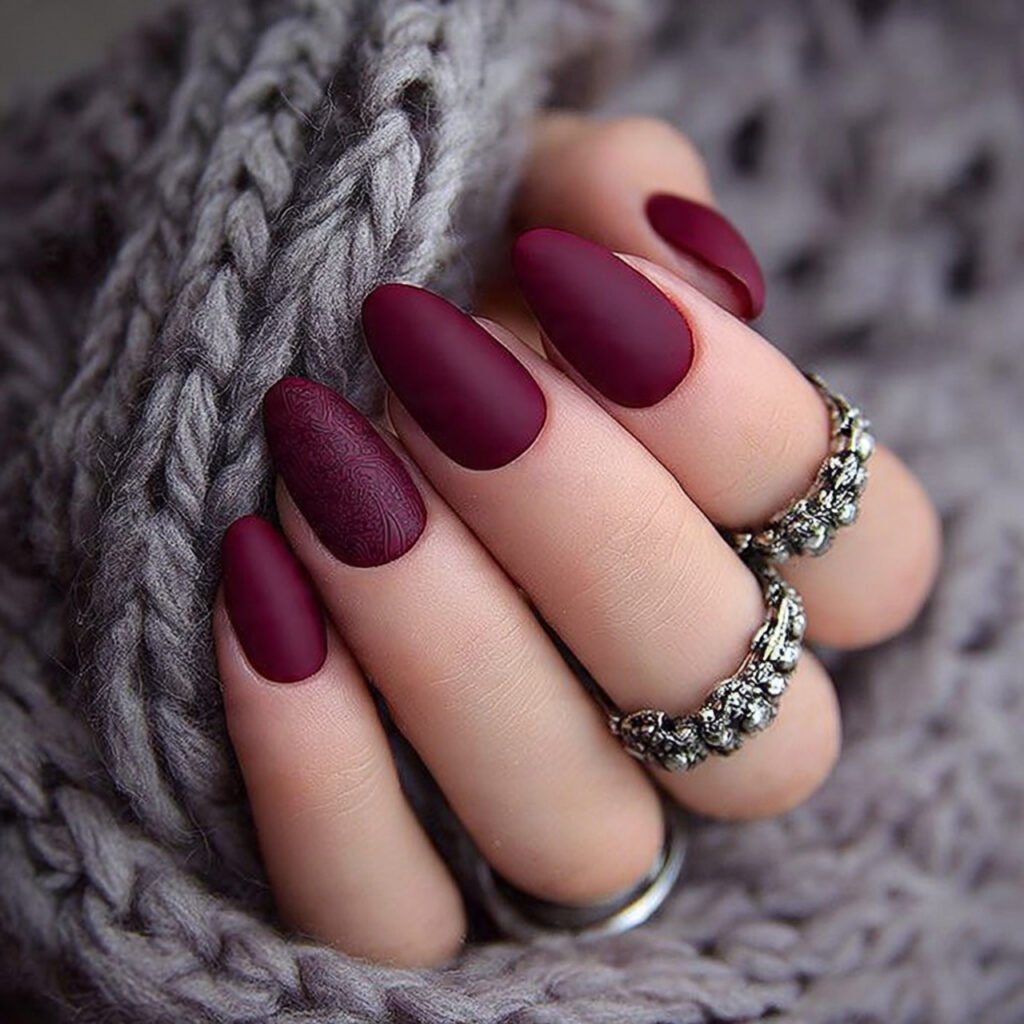 burgundy matte nails attractive nails