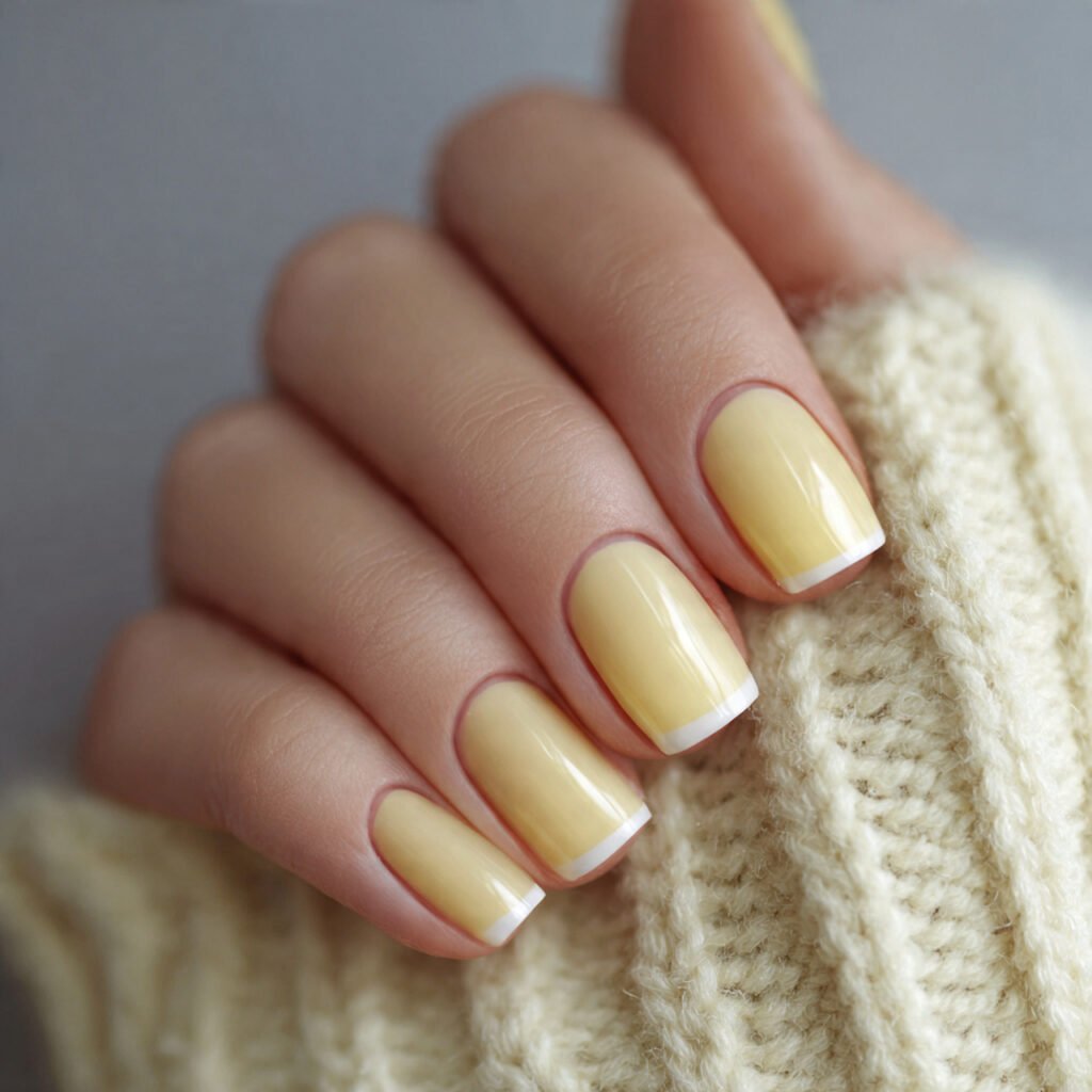 butter yellow micro french attractive nails