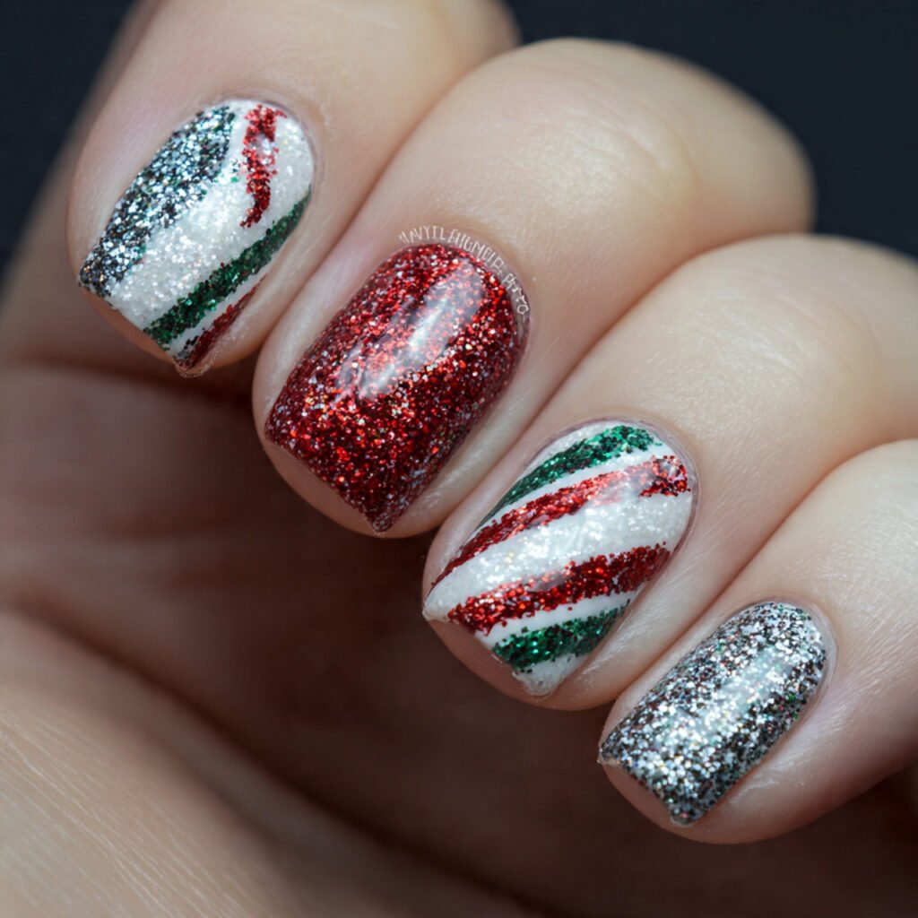 candy cane stripe accent one nail only attractive