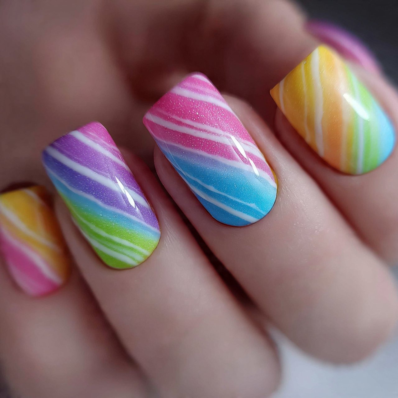 candy colored rainbow nails attractive nails