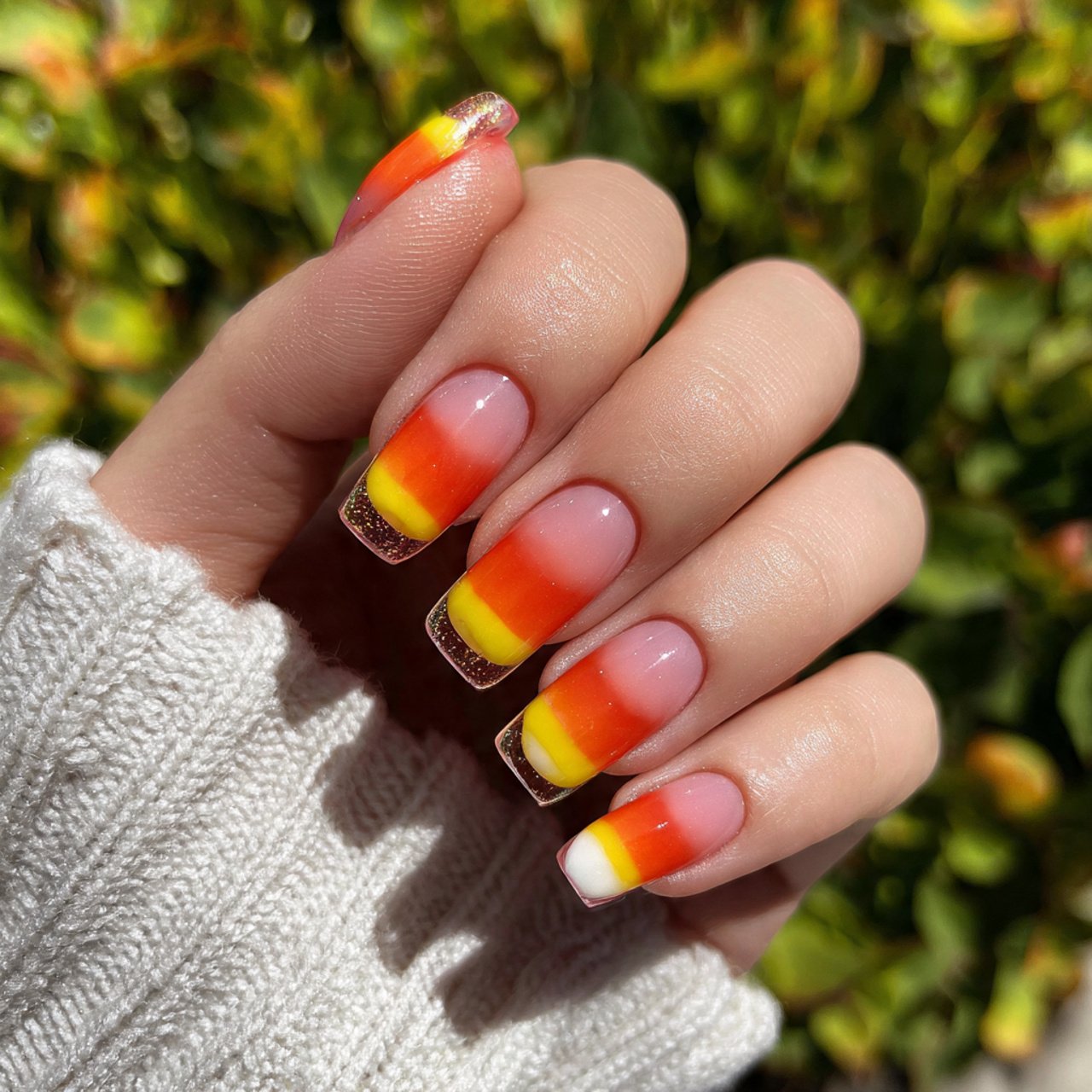 candy corn side french nature looks nails