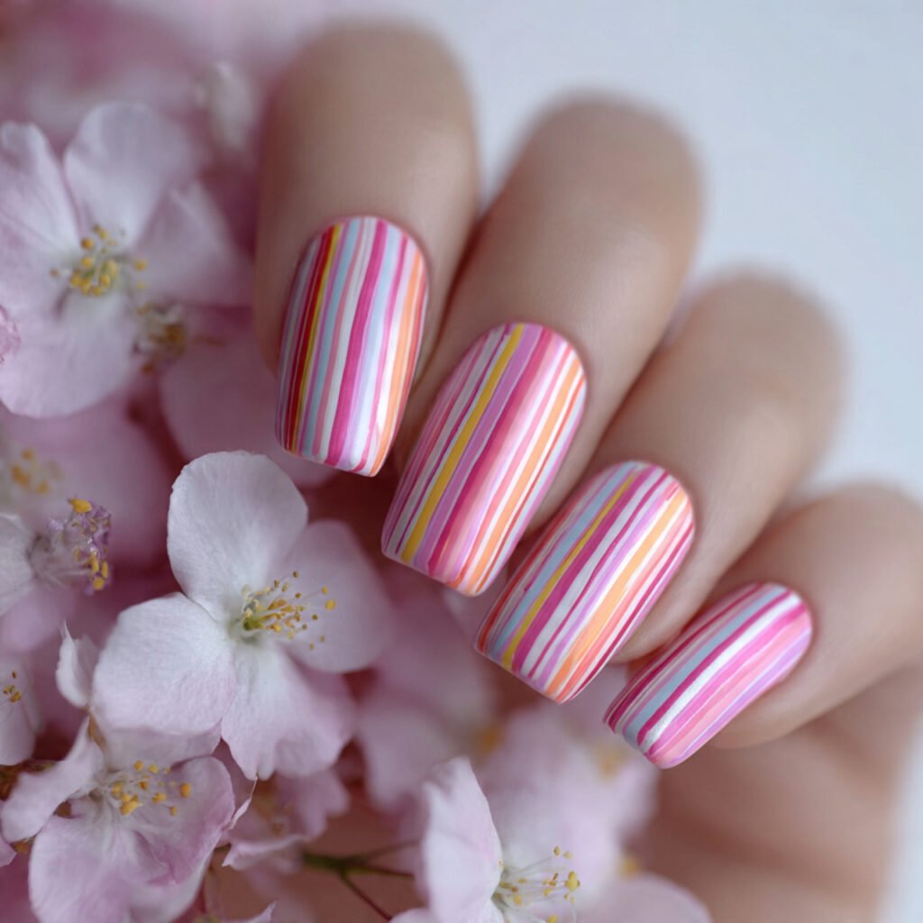 candy stripes attractive nails