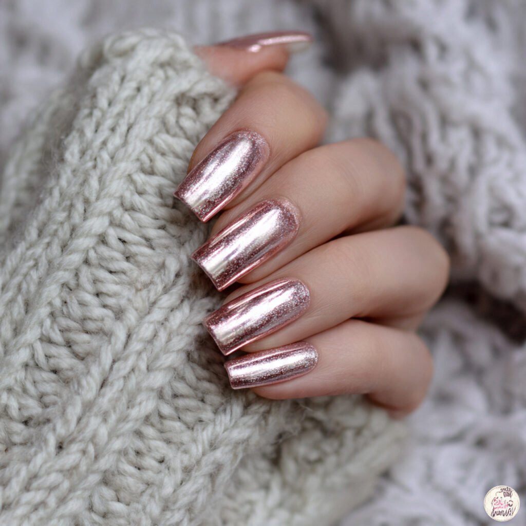 champagne chrome glaze over sheer attractive nails