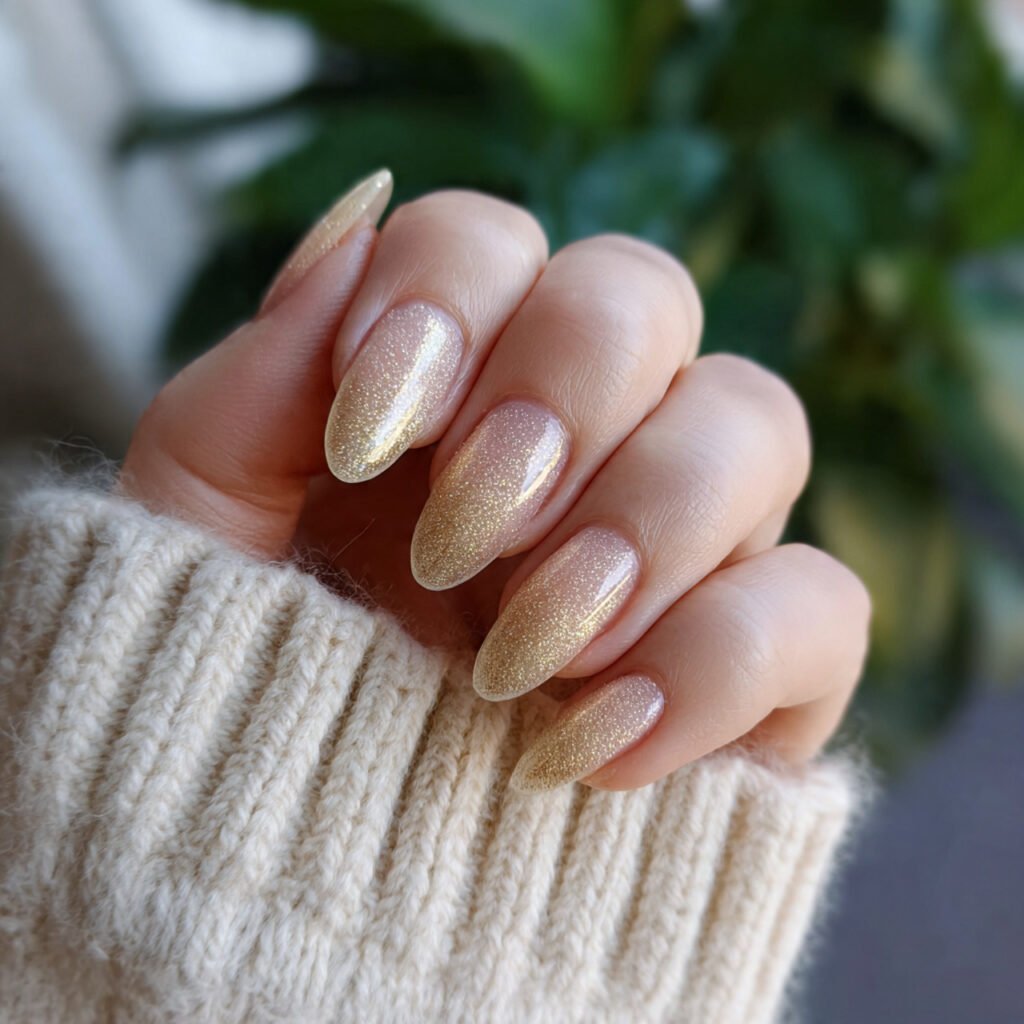 champagne shimmer sheer attractive look nails