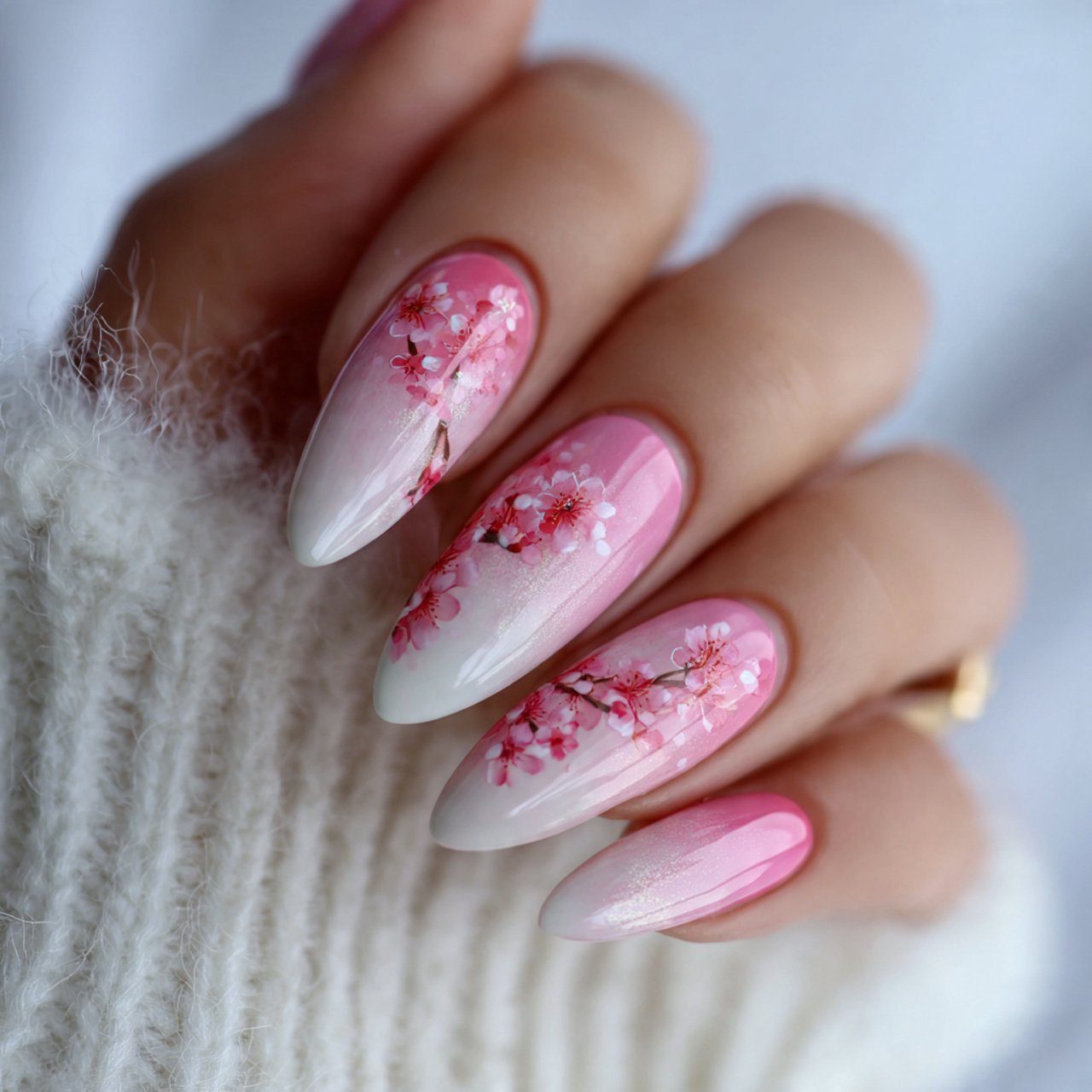 cherry blossom fade attractive nails