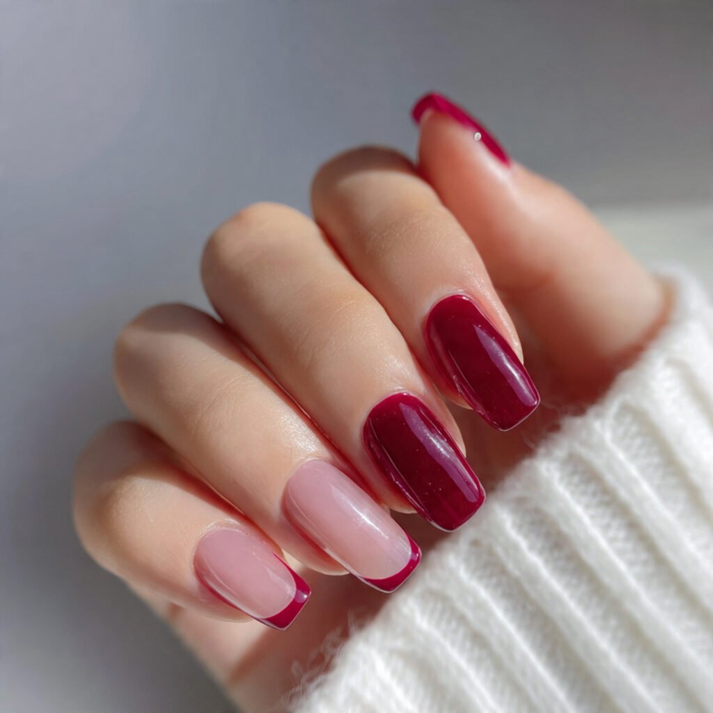cherry red french tips attractive nails