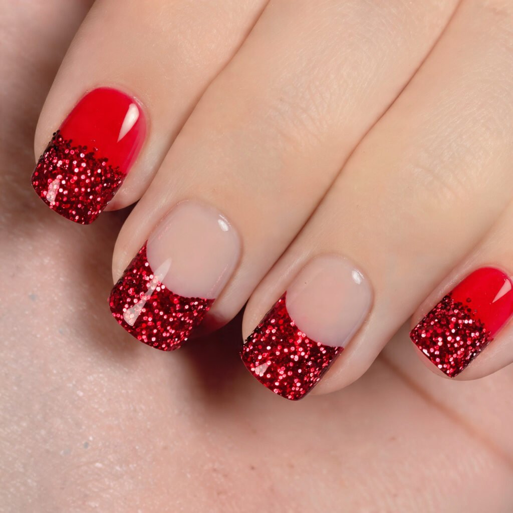 cherry red glitter sugar tips sparkle at
