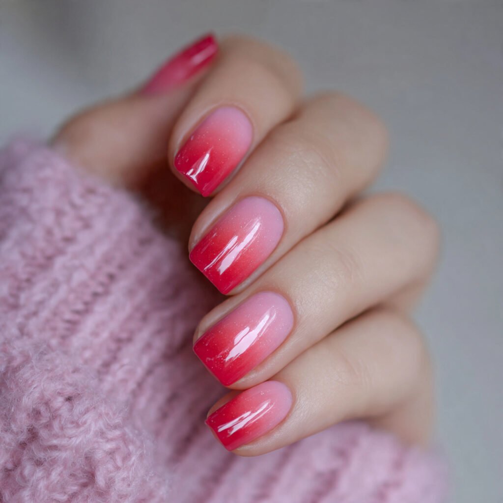 cherry red pink ombr soft romantic