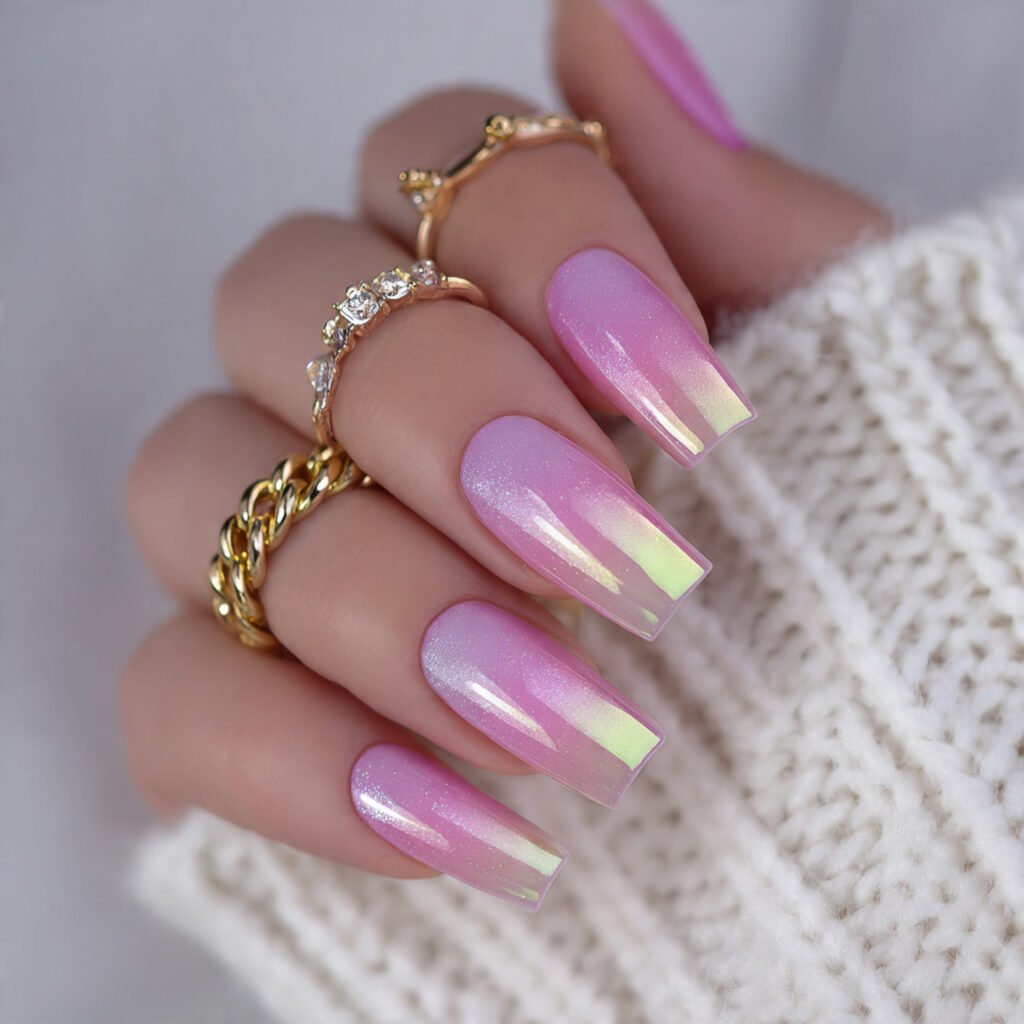 chrome pink ombre attractive nails
