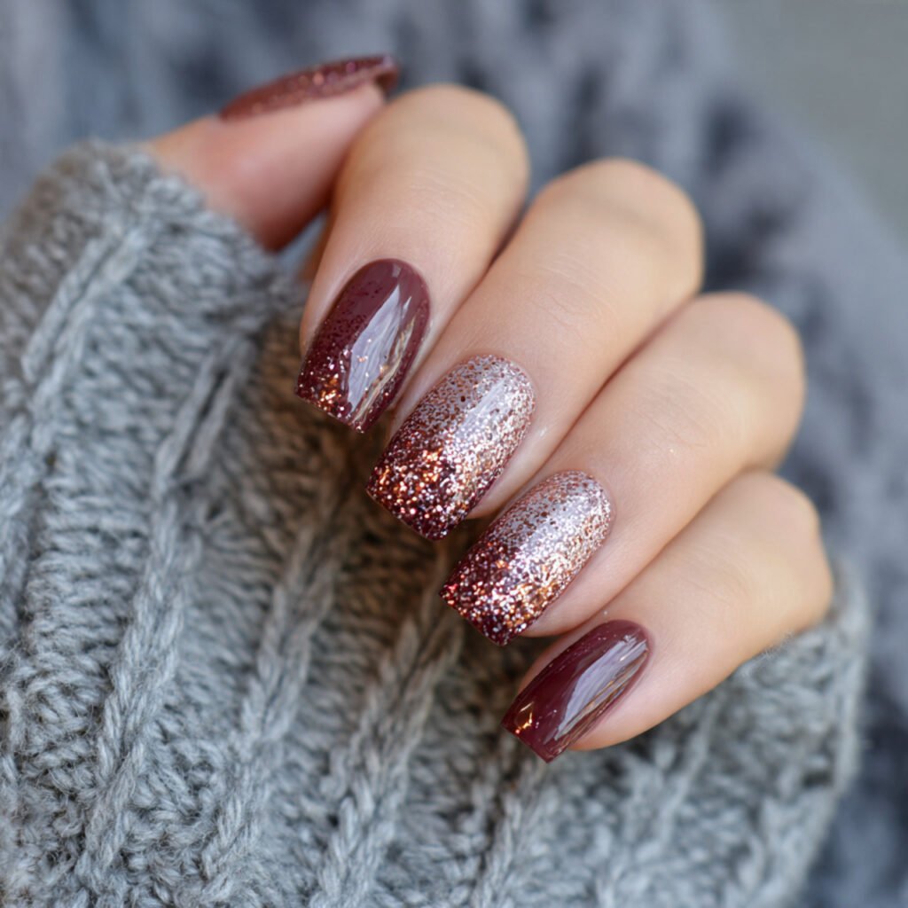 cinnamon glitter fade attractive nails