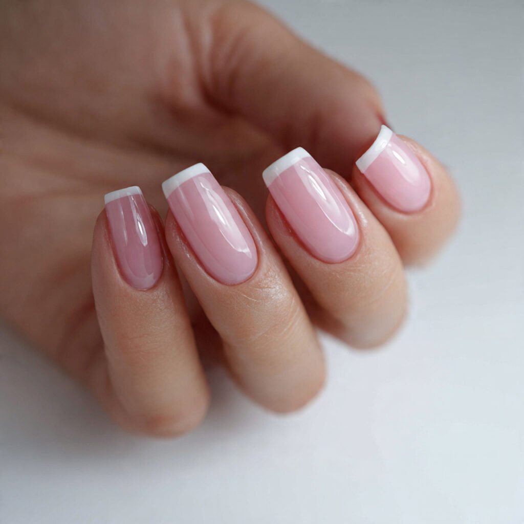 classic baby pink with french tips attractive nail
