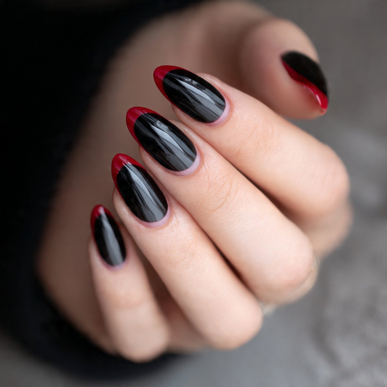 classic black and red french tips nature look nail