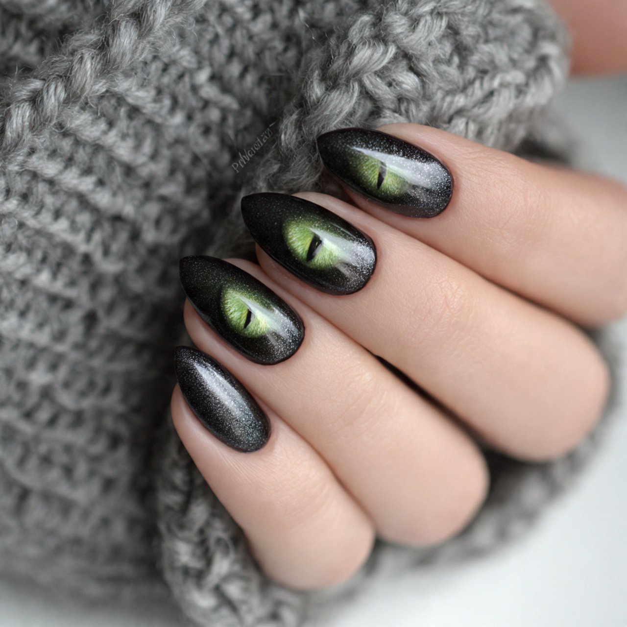 classic black cat eye nails nature look nails