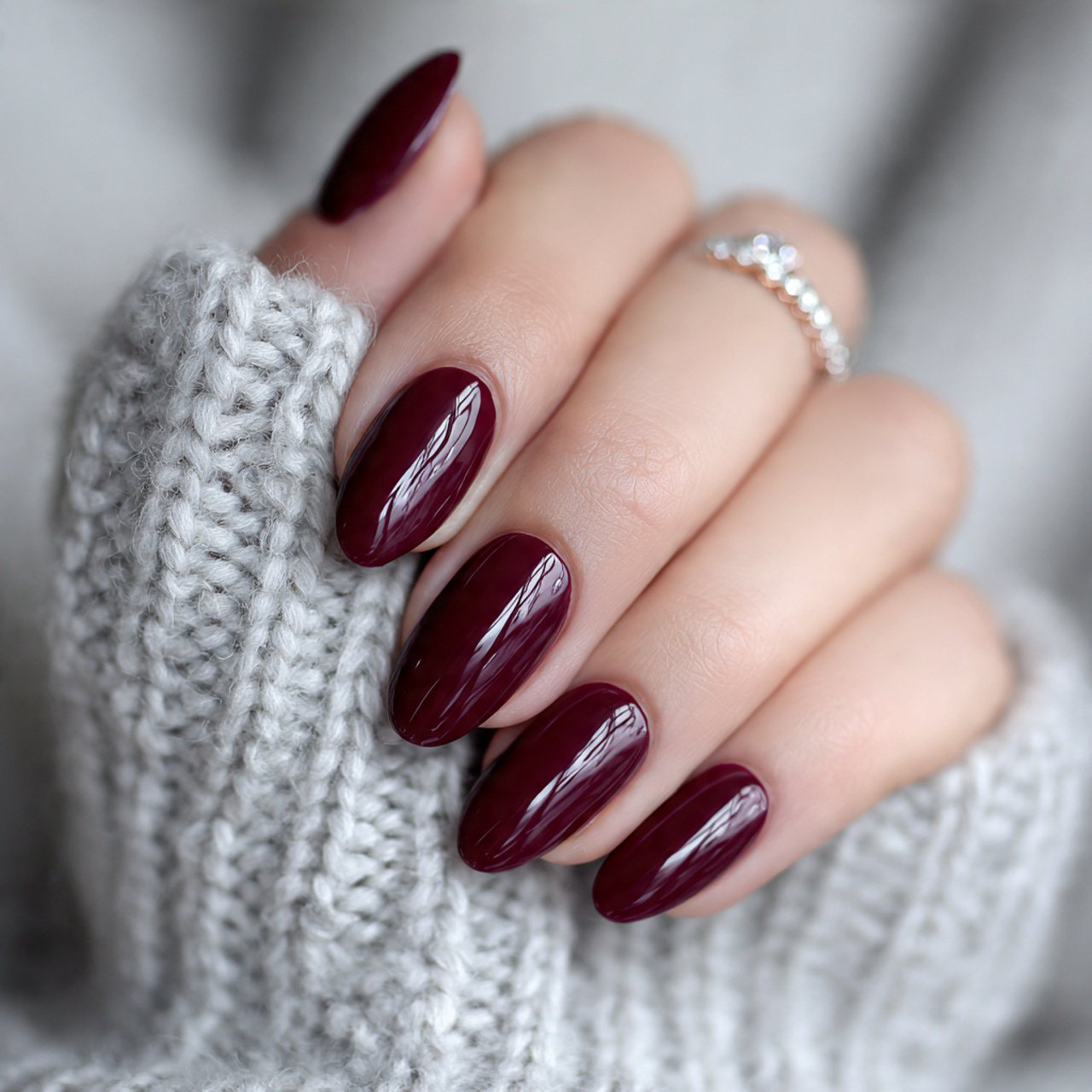 classic deep burgundy gloss nature look nails