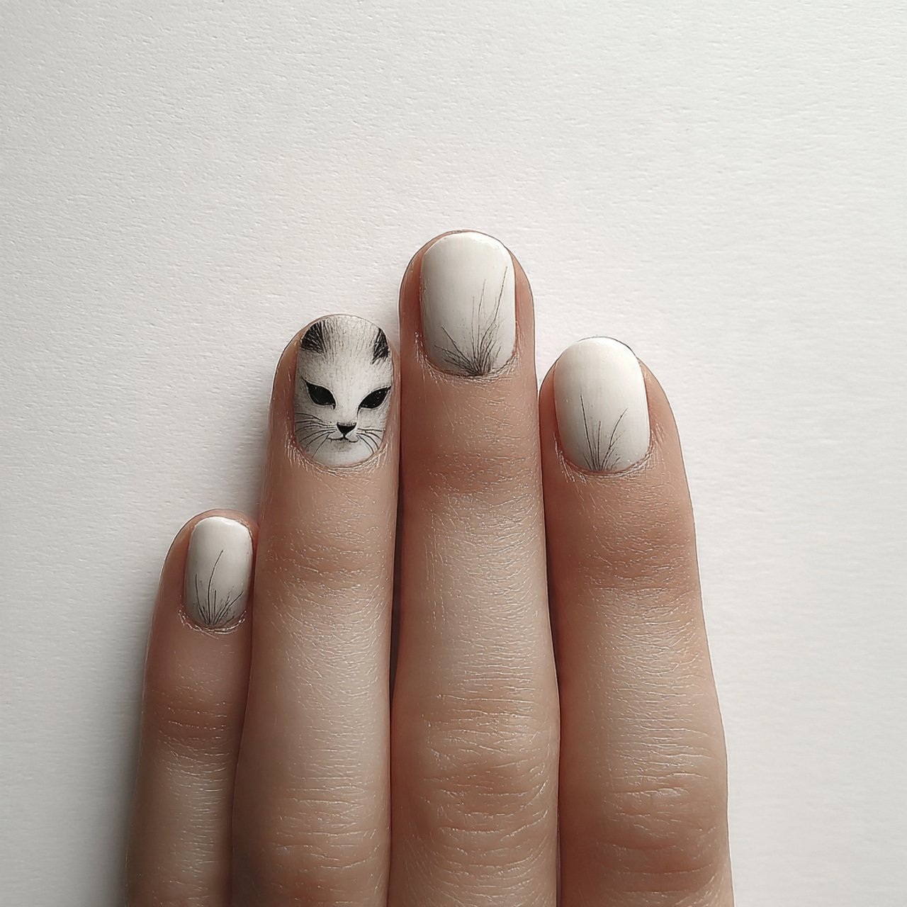 classic white cat eye nails