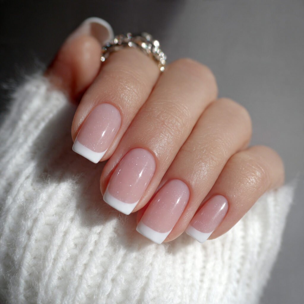 classic with a thin white tip attractive nails
