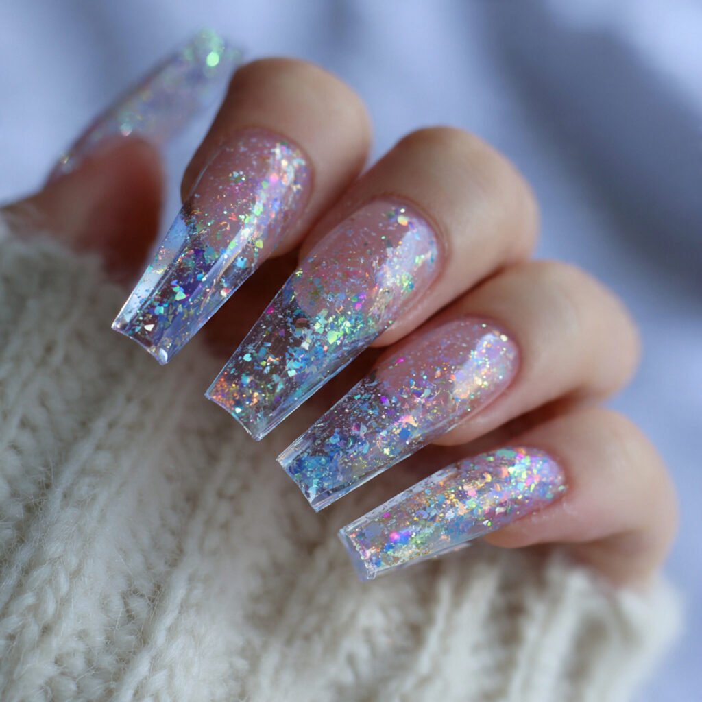 clear acrylic with holographic topcoat attrcative