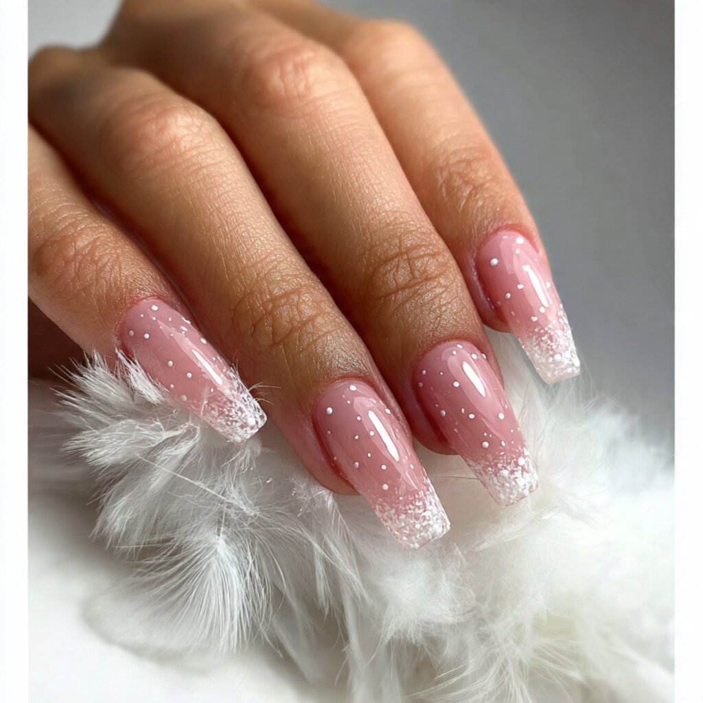 clear acrylic with white dots attractive nails
