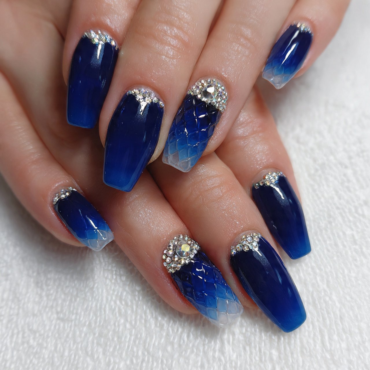 cobalt blue with diamond studded tips nature look