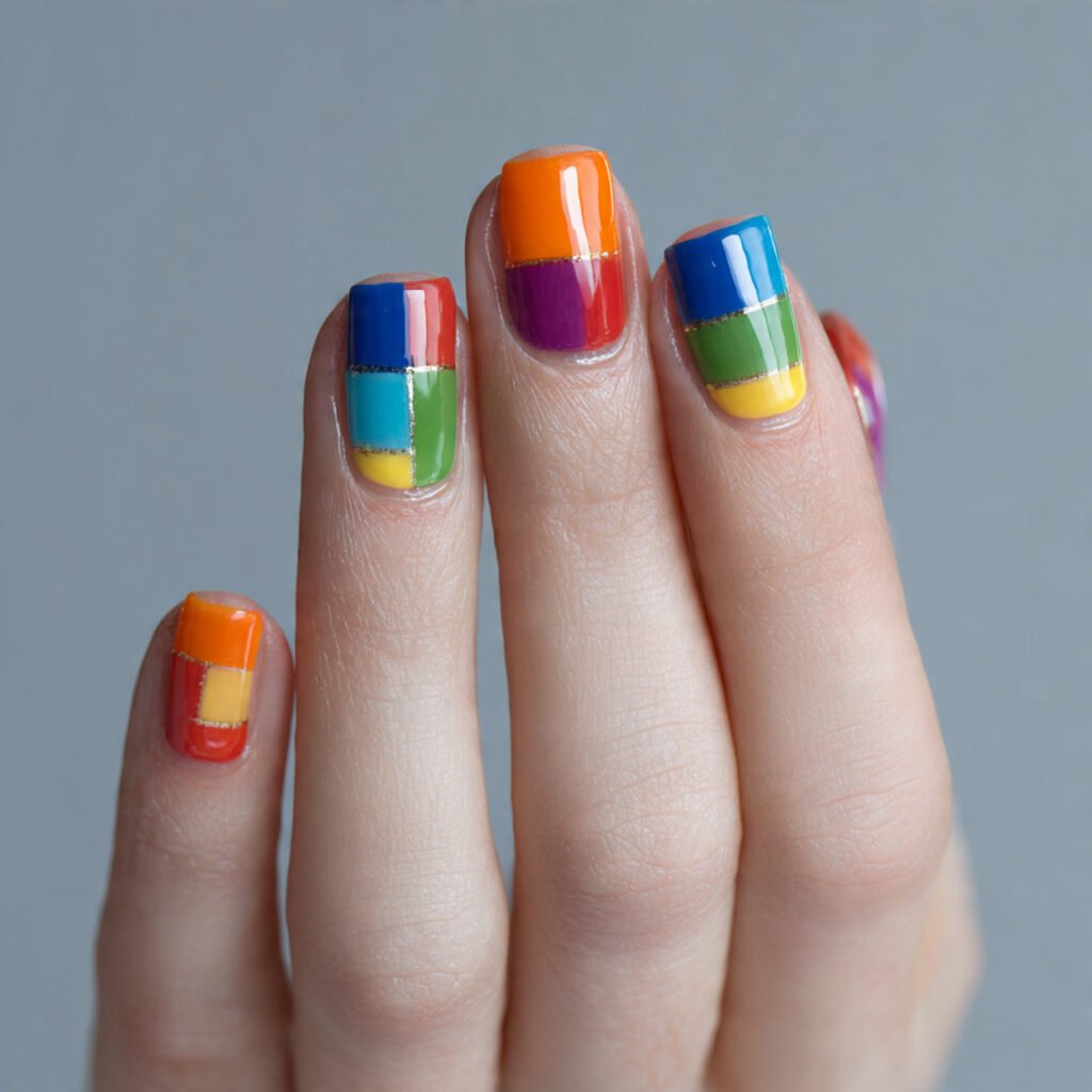 color blocking attractive nails 1