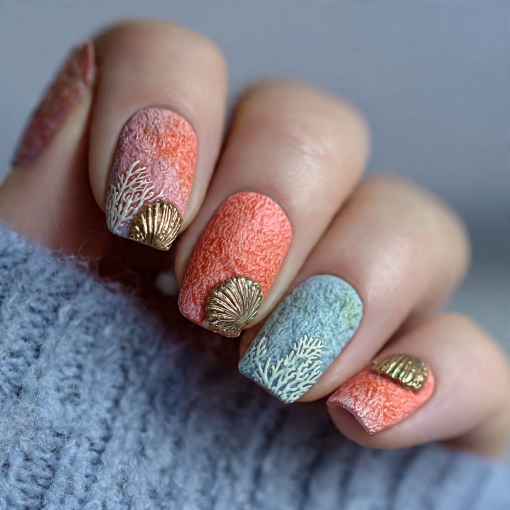 coral reef texture subtle 3d shell accents attract