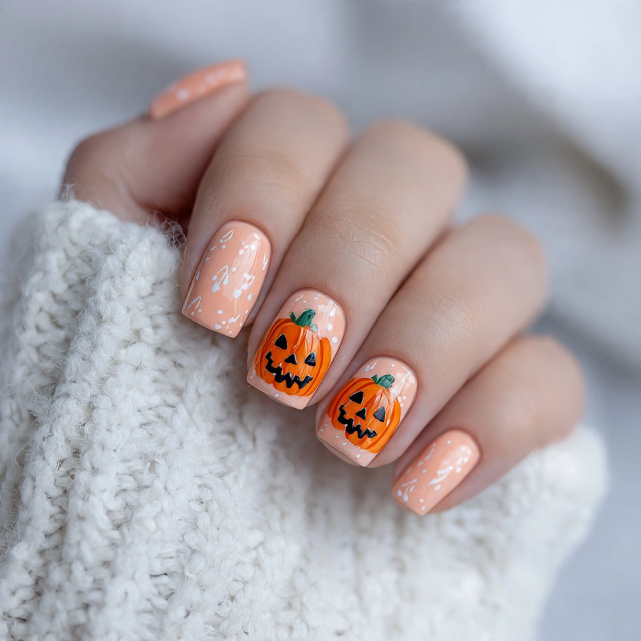 cute pumpkin faces nature looks nails