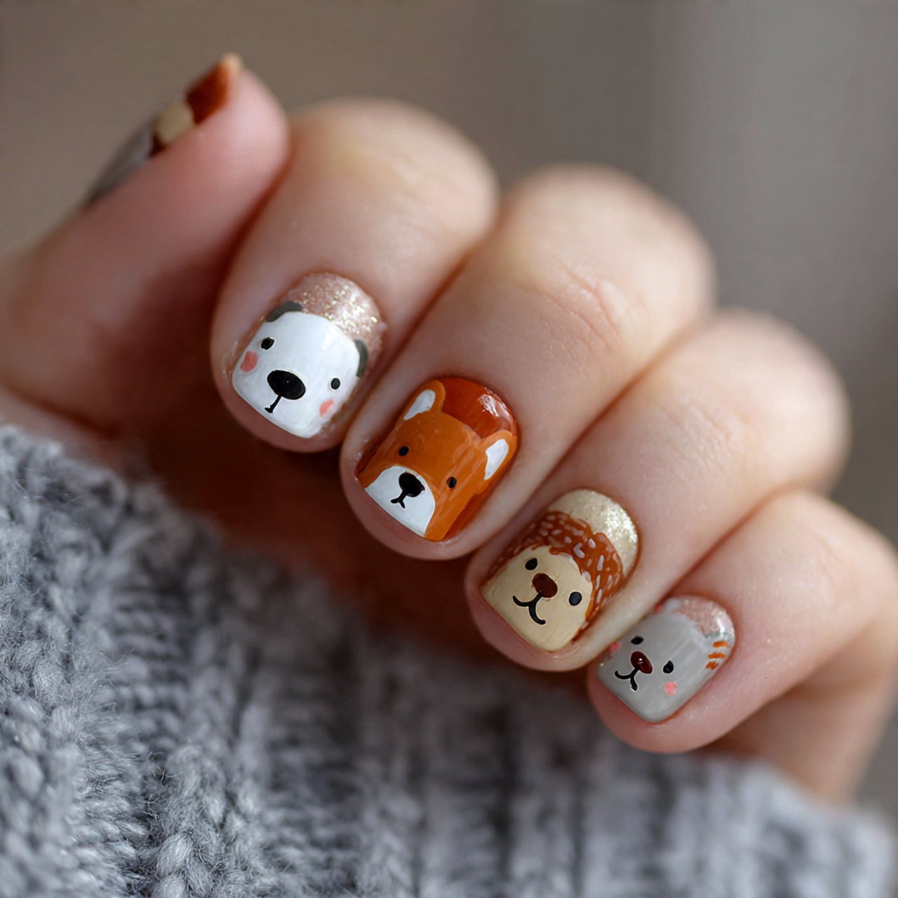 cute animal faces attractive nails